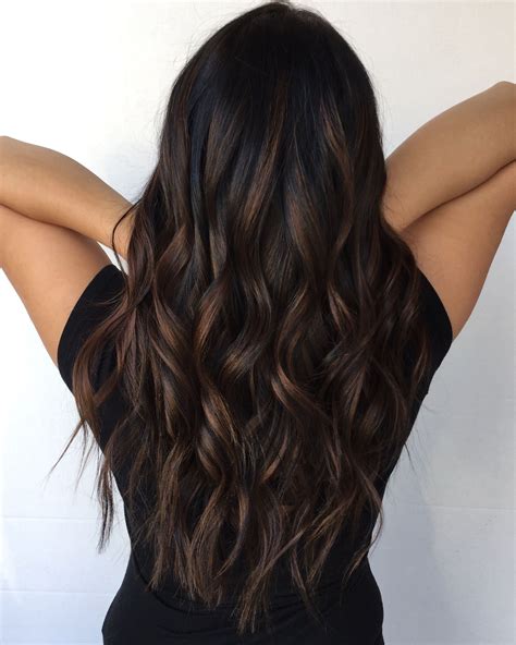 balayage for dark brunettes|brown balayage on black hair.